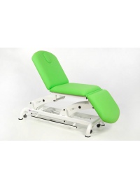 Camilla eléctrica tipo sillón de 3 secciones con ruedas escamoteables y respaldo reclinable en negativo
