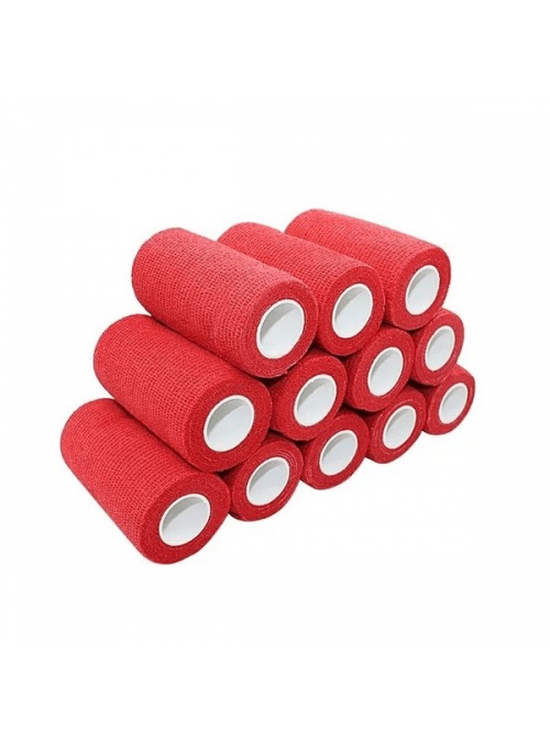Venda elástica cohesiva NT (tipo Coban)- Rojo, Medidas : 10cm x 4,5 m