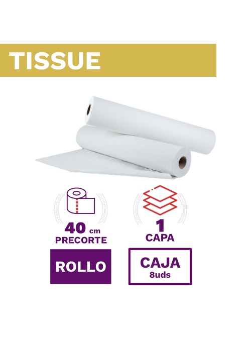 Papel Camilla Tissue. 1/c. 100% Celulosa. Precorte 40cm