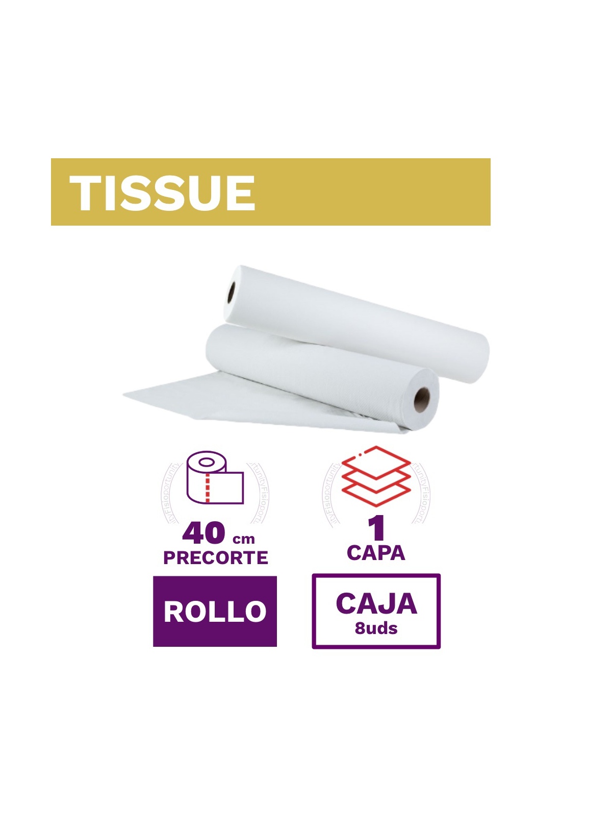 Papel Camilla Tissue 1 capa 100% Celulosa- Precorte 40cms